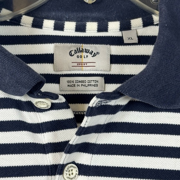 Callaway Navy & White Horizontal Stripe Polo - Picture 3 of 7